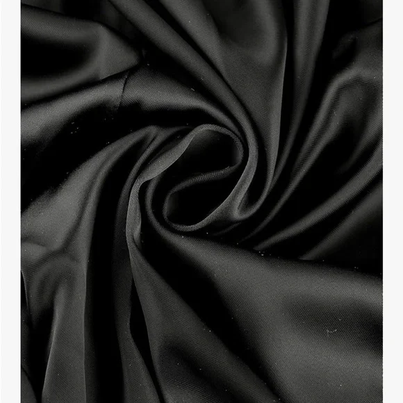 Allegra K Black Satin Pants Drawstring Elastic Waist Straight Leg Joggers - L - Picture 5 of 9